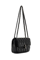 Women's Black Long Strap Quilted Metallic Crossbody Bag | Derimod