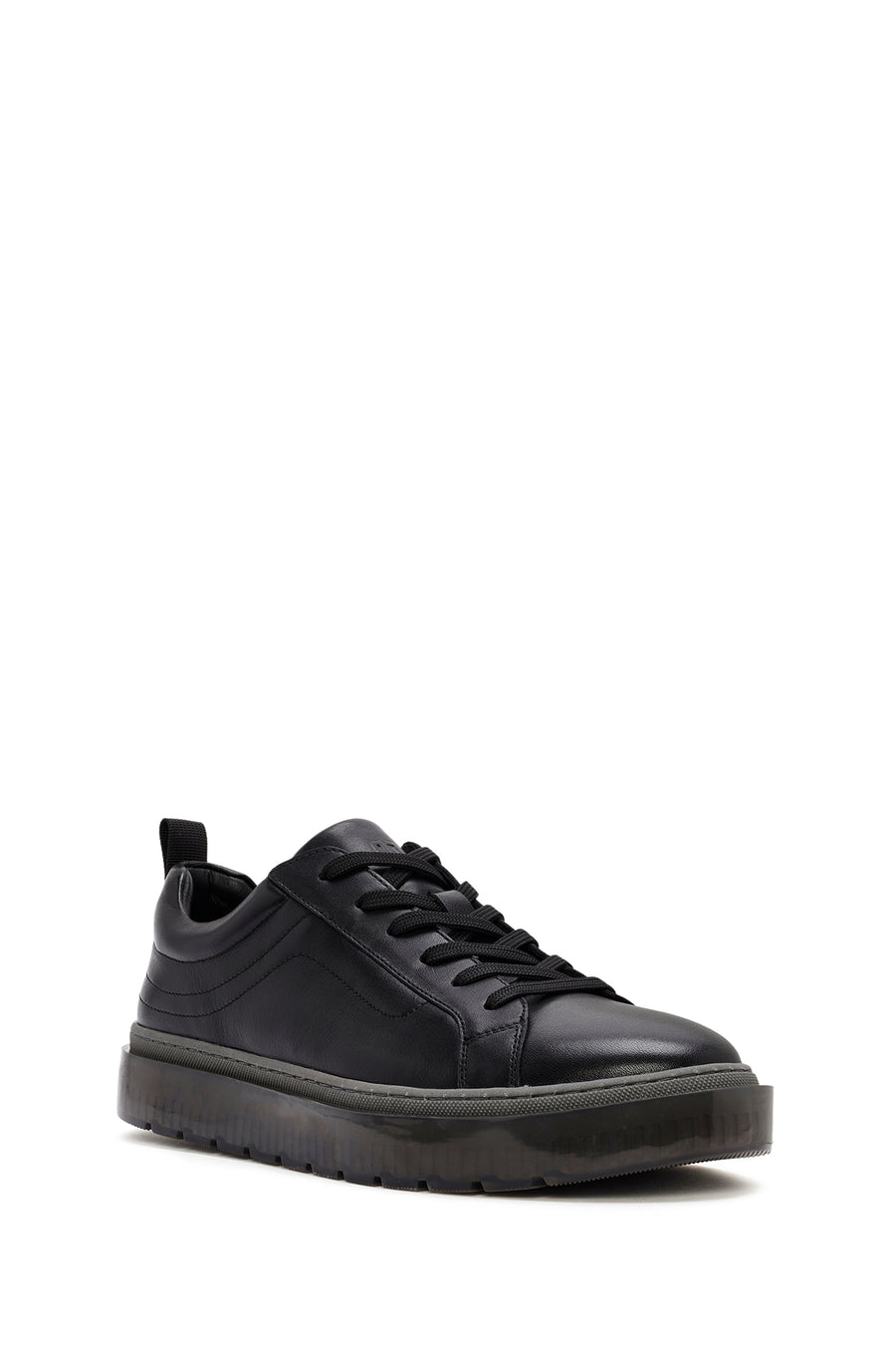 Men's Black Lace-up Leather Sneaker