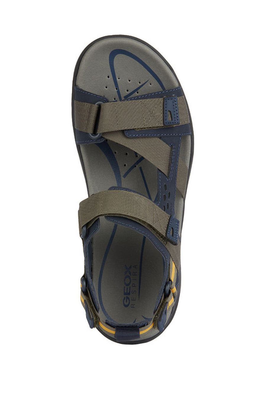 Geox Men's Green Terreno + Grip Ankle Strap Suede Leather Sandals