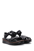 Women's Black Ankle Strap Leather Comfort Sandals | Derimod