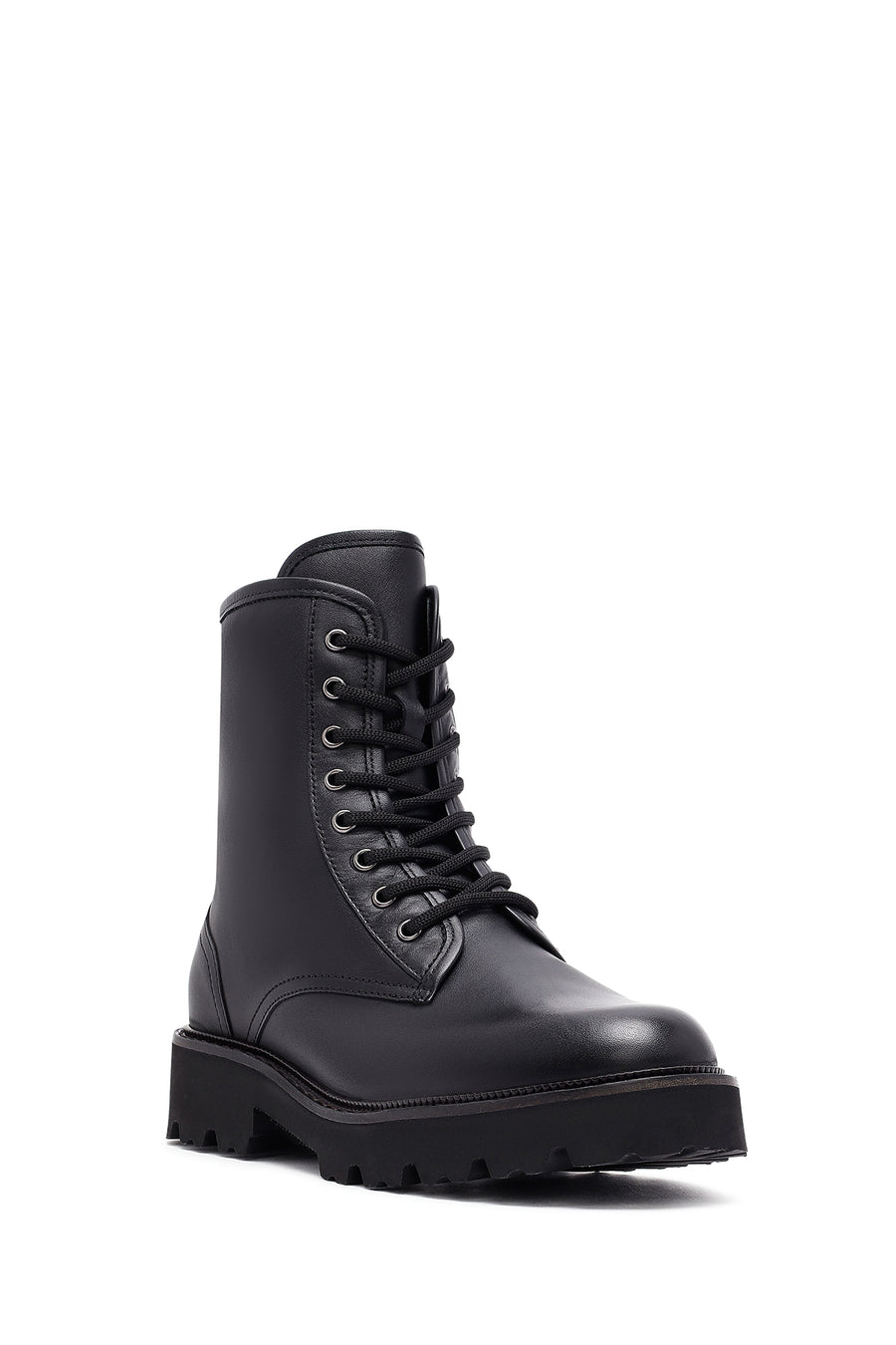 Woman Black Zippered Leather Postal Boots
