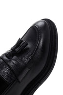 Men's Black Leather Tassel Loafer | Derimod