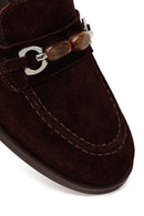Kadın Kahverengi Tokalı Süet Deri Maskülen Loafer | Derimod