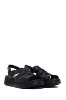 Woman Black Strappy Thick-Soled Leather Comfort Sandal | Derimod
