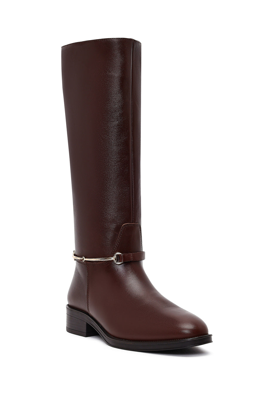 Women's Brown Leather Boots with Accessories