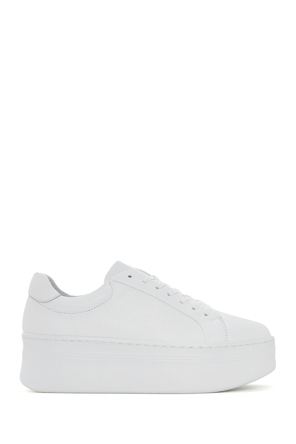 Kadın Beyaz Bağcıklı Kalın Tabanlı Deri Sneaker 25SFD371618 | Derimod