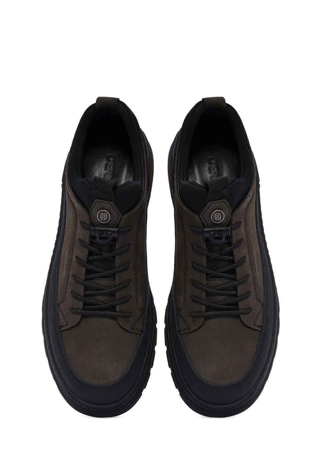 Erkek Gri Bağcıklı Kalın Tabanlı Nubuk Deri Sneaker