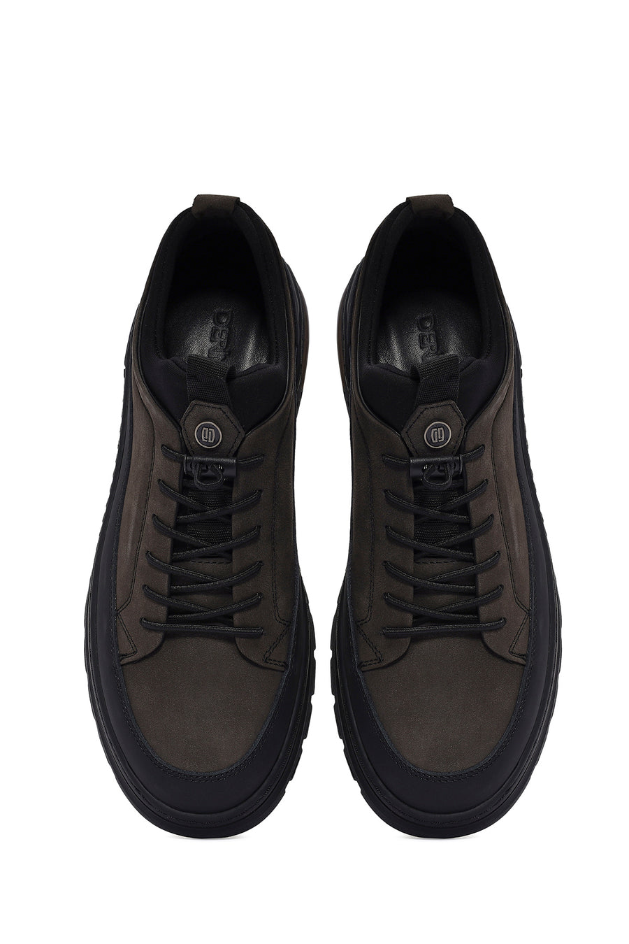 
Men's Grey Lace-Up Nubuck Leather Casual Shoes
