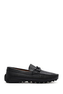 Men's Black Buckled Leather Loafer | Derimod