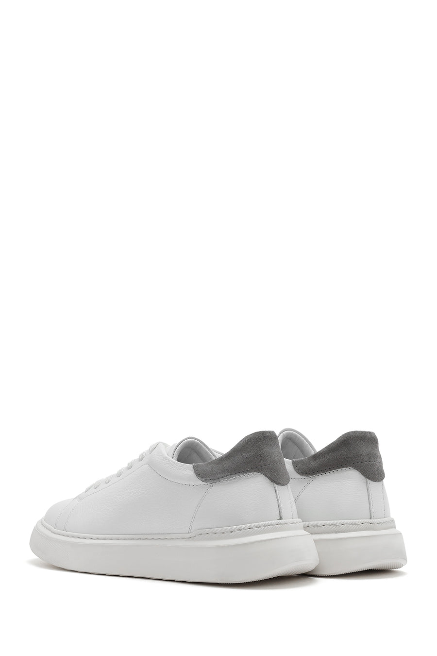 Men's White Lace-up Leather Sneaker