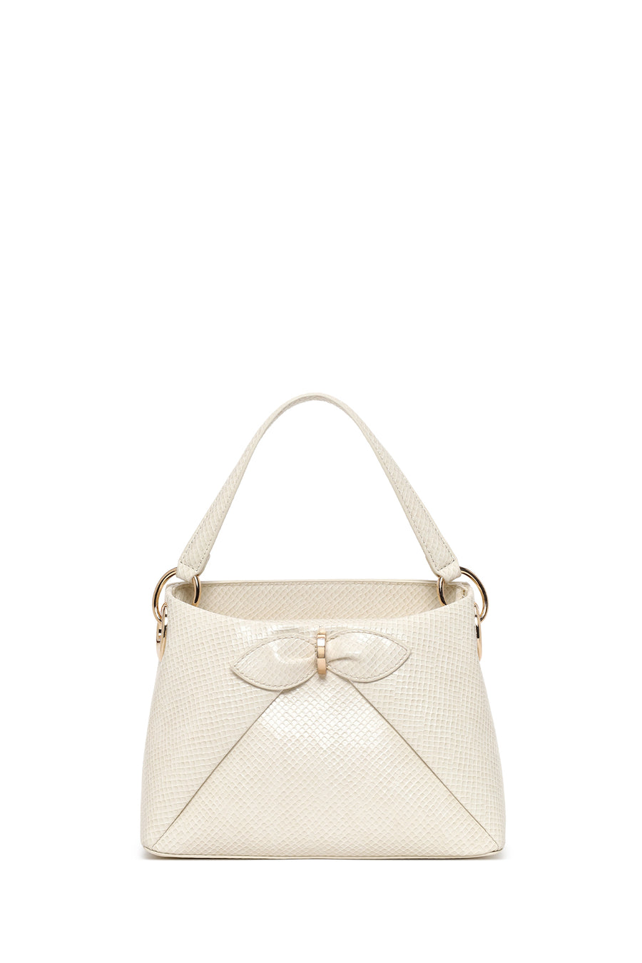 Woman Cream Long Strap Snake Patterned Mini Shoulder Bag