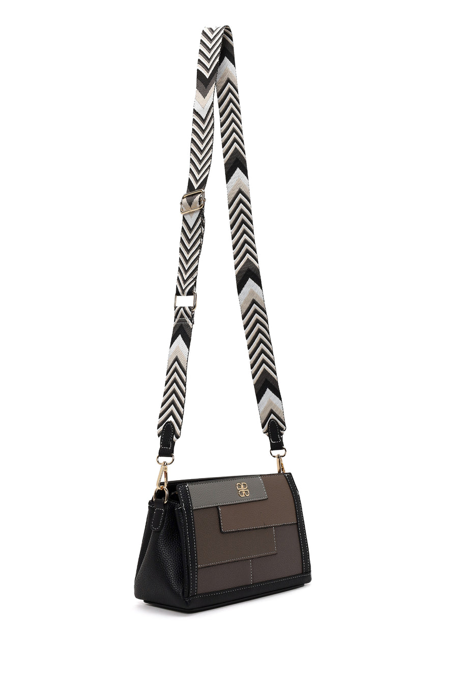 Woman Black Long-Strap Crossbody Bag