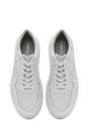 Women's White Lace-up Thick-Sole Leather Sneaker | Derimod