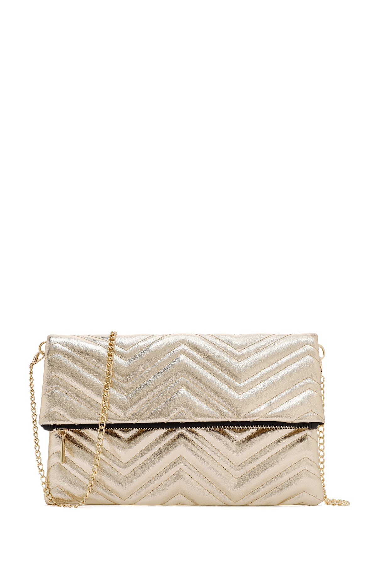 Women's Gold Long Chain Strap Quilted Clutch Bag 25SBD2209KP | Derimod