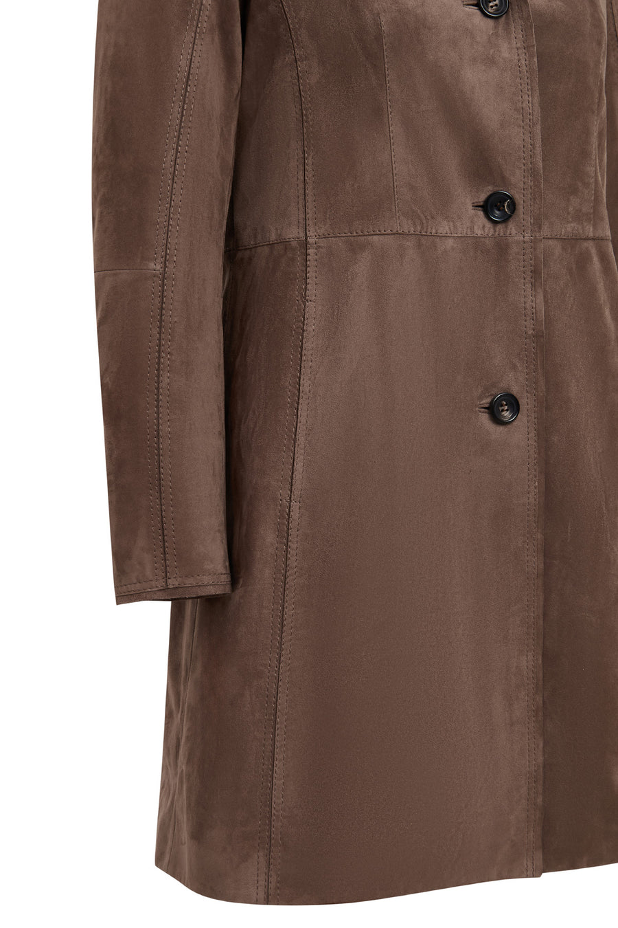 Tara Women's Taupe Suede Leather Coat
