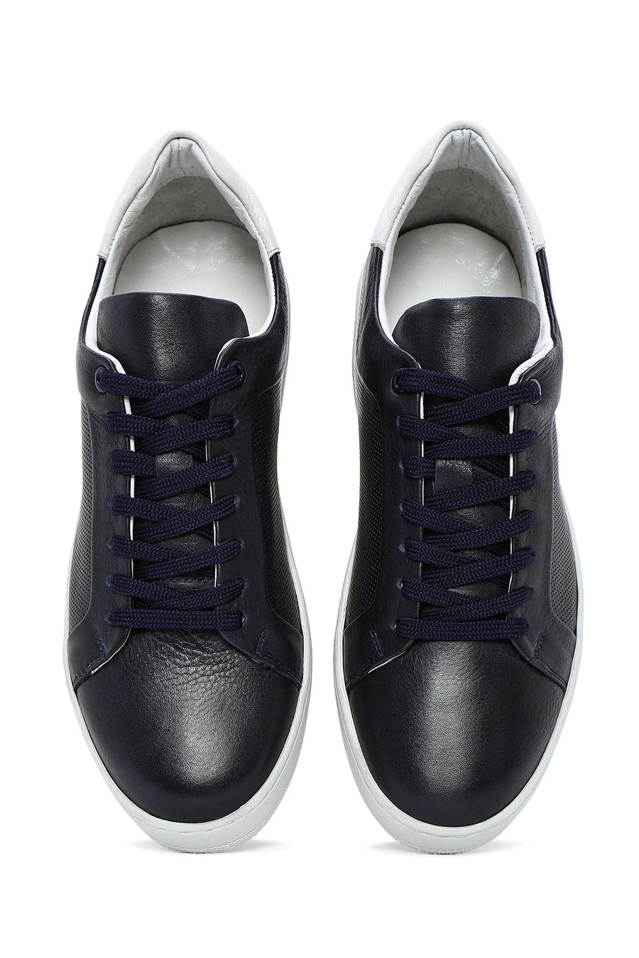 Men's Navy Blue Lace-Up Leather Sneaker