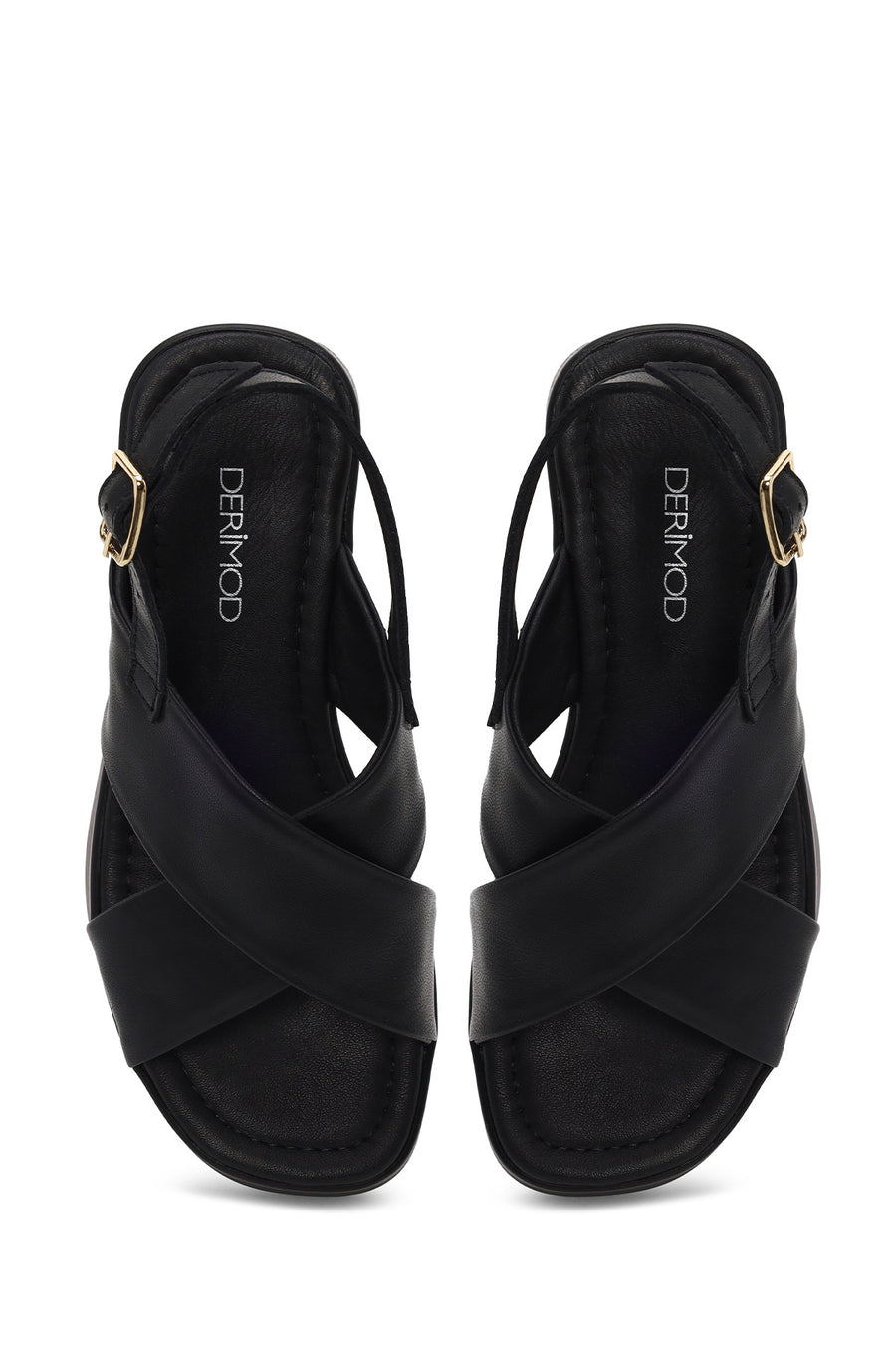 Woman Black Thick-Soled Leather Sandal