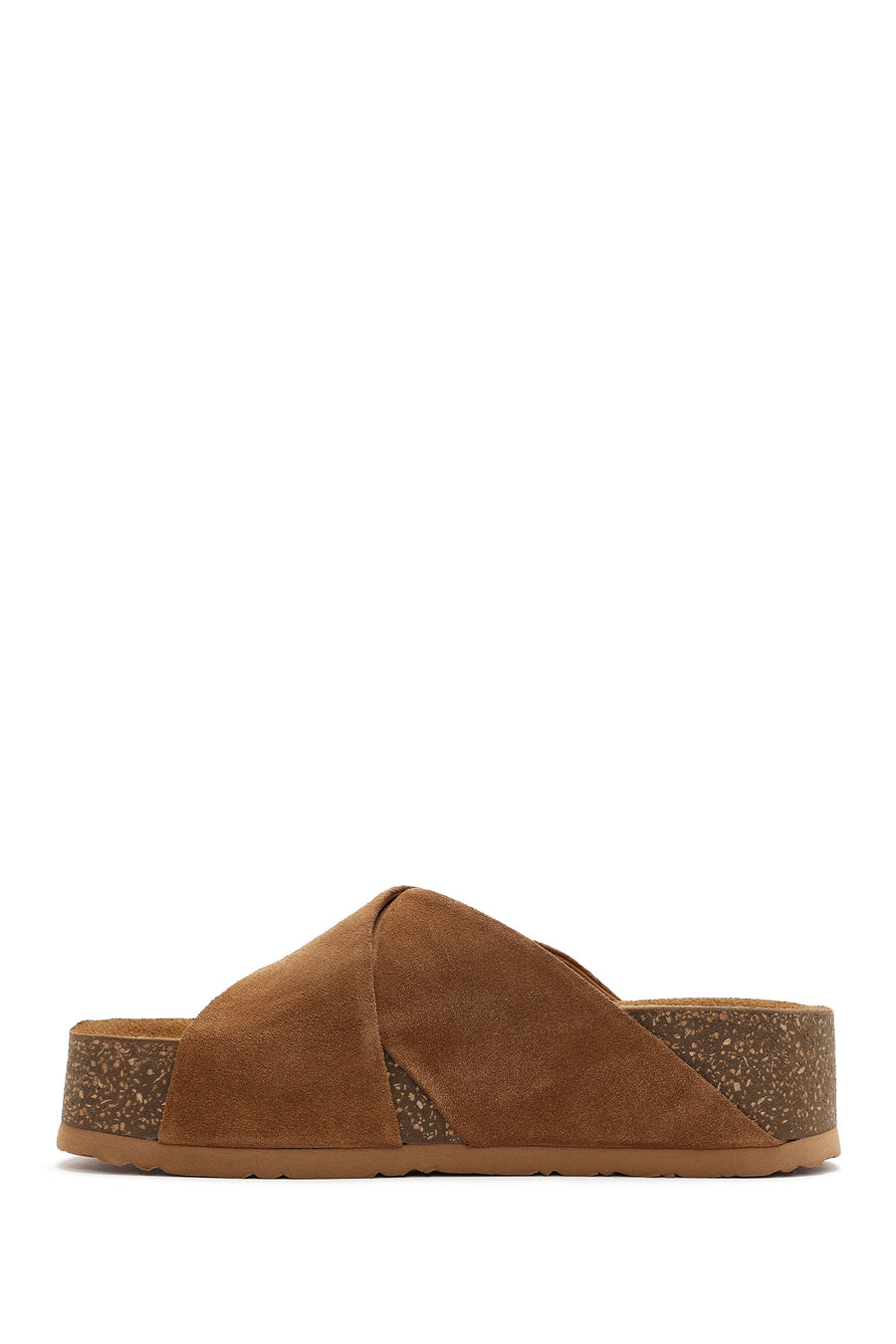 Women's Brown Thick Soled Suede Leather Slippers