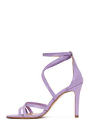 Women's Lilac Leather Heeled Sandals | Derimod