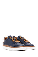 Men's Navy Blue Leather Sneaker | Derimod