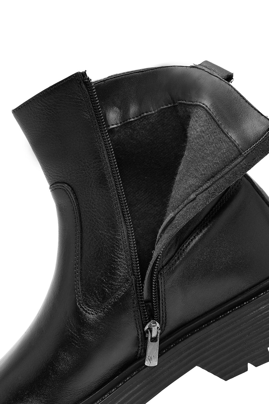Men's Black Zippered Leather Casual Boots