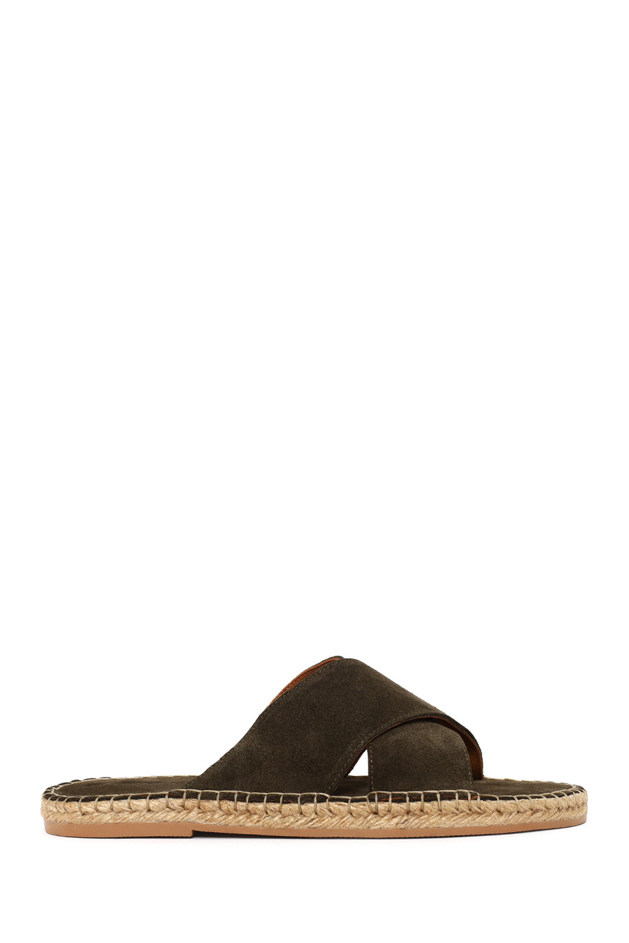 Men's Khaki Suede Leather Slippers 26SFD616110 | Derimod