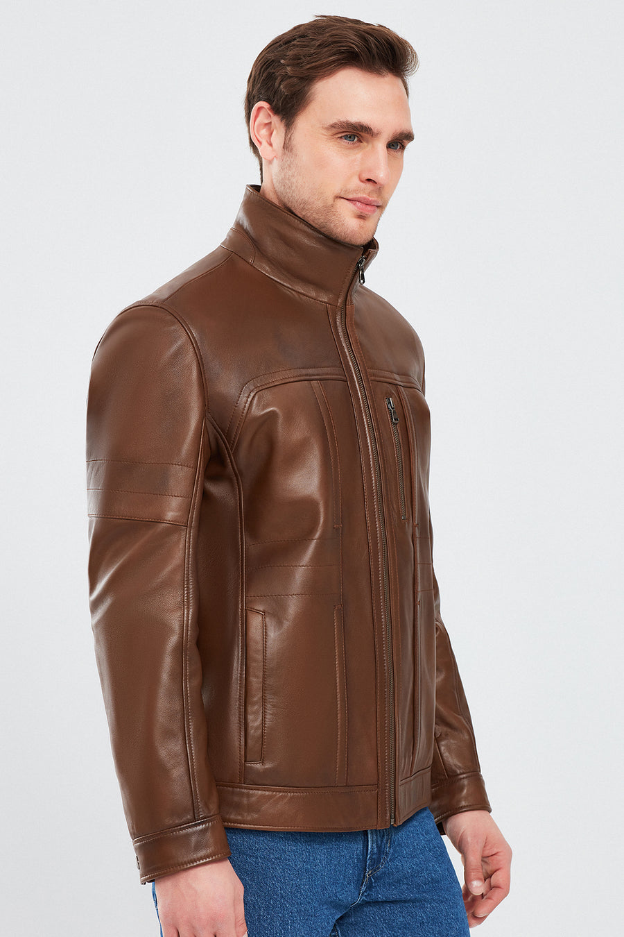 Bruno Men's Cognac Leather Jacket