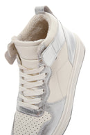 Women's Silver Leather High Top Sneaker | Derimod