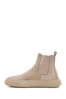 Men's Beige Nubuck Leather Chelsea Boots | Derimod