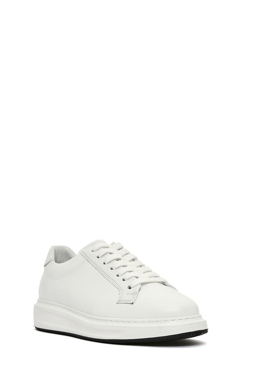 Men's White Lace-up Leather Sneaker