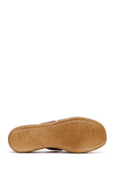 Woman Mink Wedge-Heel Suede Leather Slippers | Derimod
