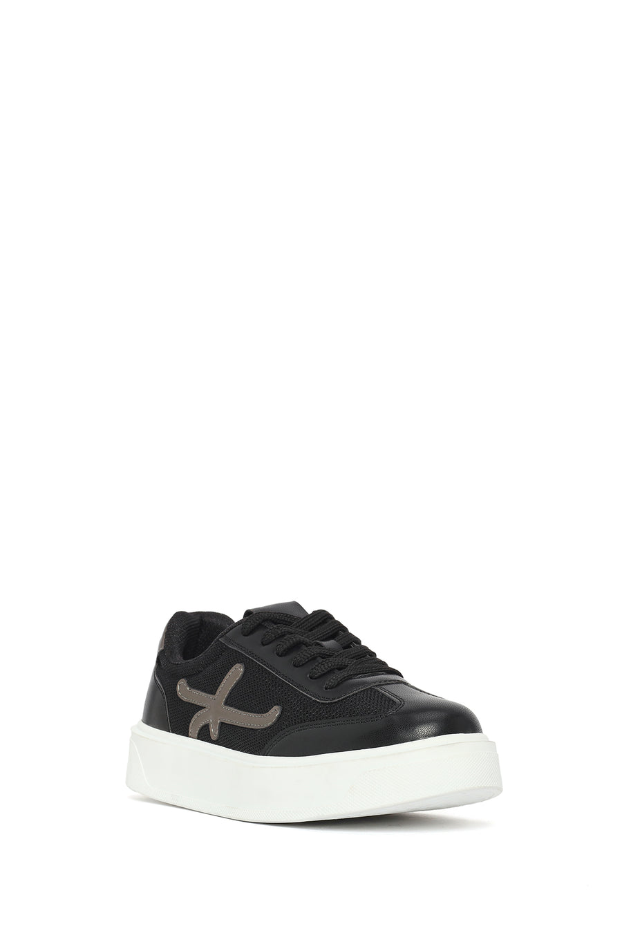 Woman Black Lace-Up Sneakers