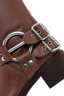 Women's Brown Leather Buckle Boots | Derimod