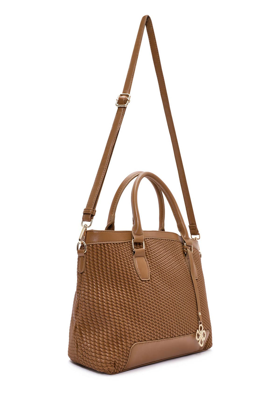 Women's Brown Long Strap Printed Handbag
