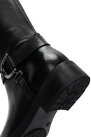 Women's Black Zippered Leather Boots | Derimod