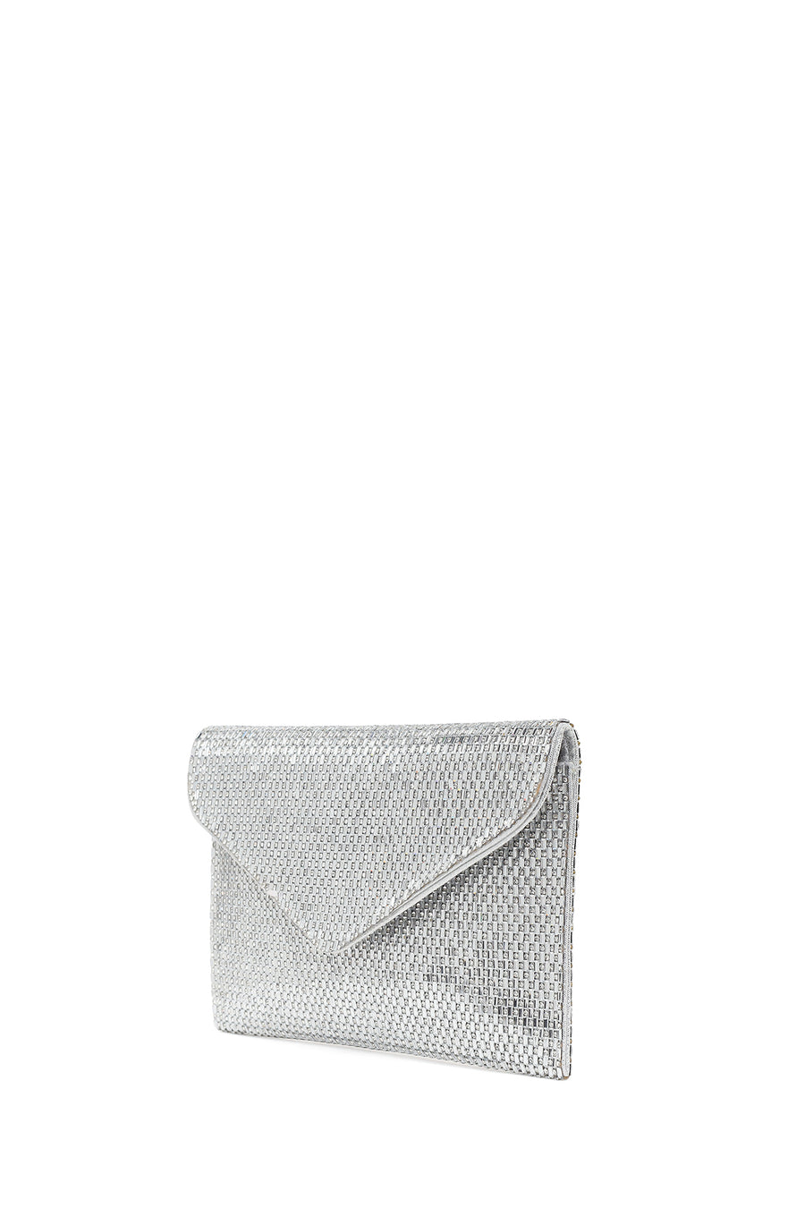 Woman Silver Chain-Strap Stone-Embellished Evening Bag