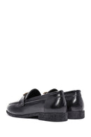 Women's Black Accessory Detailed Leather Masculine Loafer | Derimod