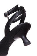 Women's Black Leather Low Heel Sandals | Derimod