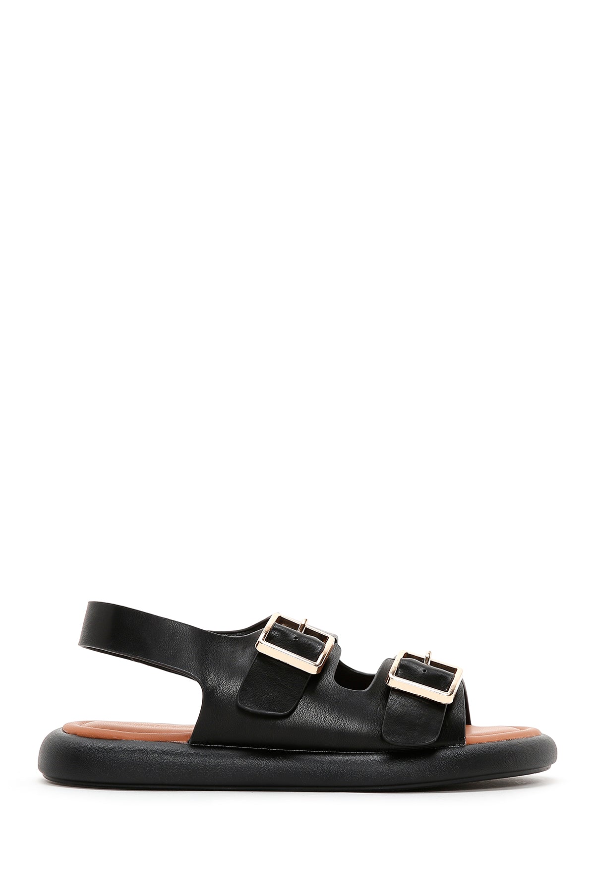 Women's Black Double Buckle Comfort Sandals 23SFE472018 | Derimod