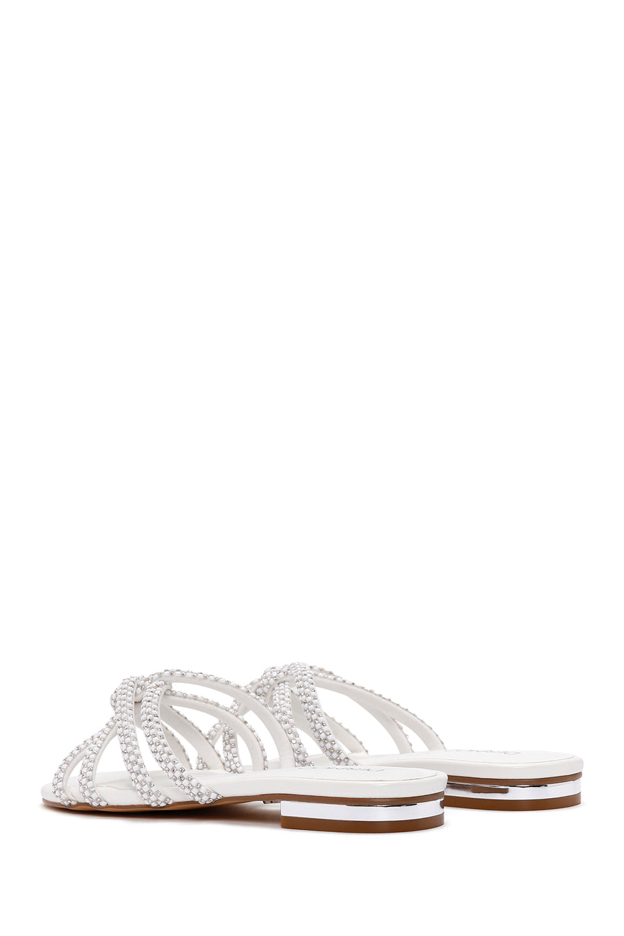Women's White Stone Slippers