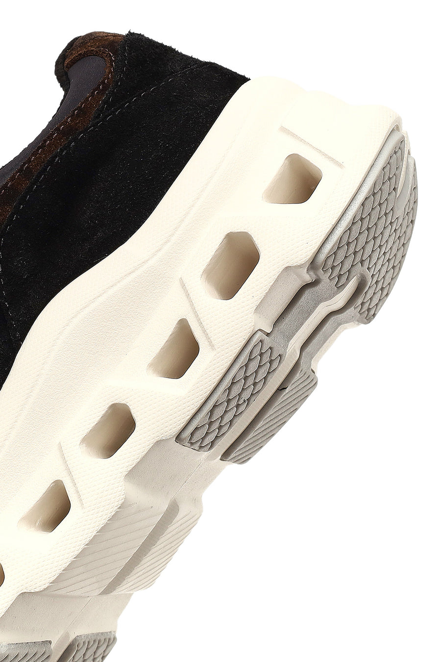 Women's Black Lace-Up Thick-Soled Leather Sneaker