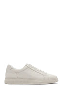 Men's Ecru Lace-Up Leather Sneaker | Derimod