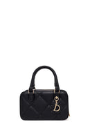 Woman Black Long-Strap Quilted Charmed Mini Shoulder Bag | Derimod