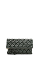 Women's Green Long Strap Braided Clutch Bag | Derimod