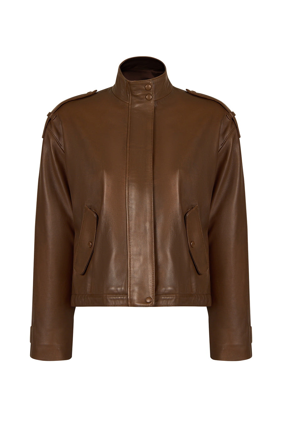 Vera Woman Brown Oversize Leather Jacket