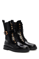 Women's Black Zippered Leather Boots | Derimod