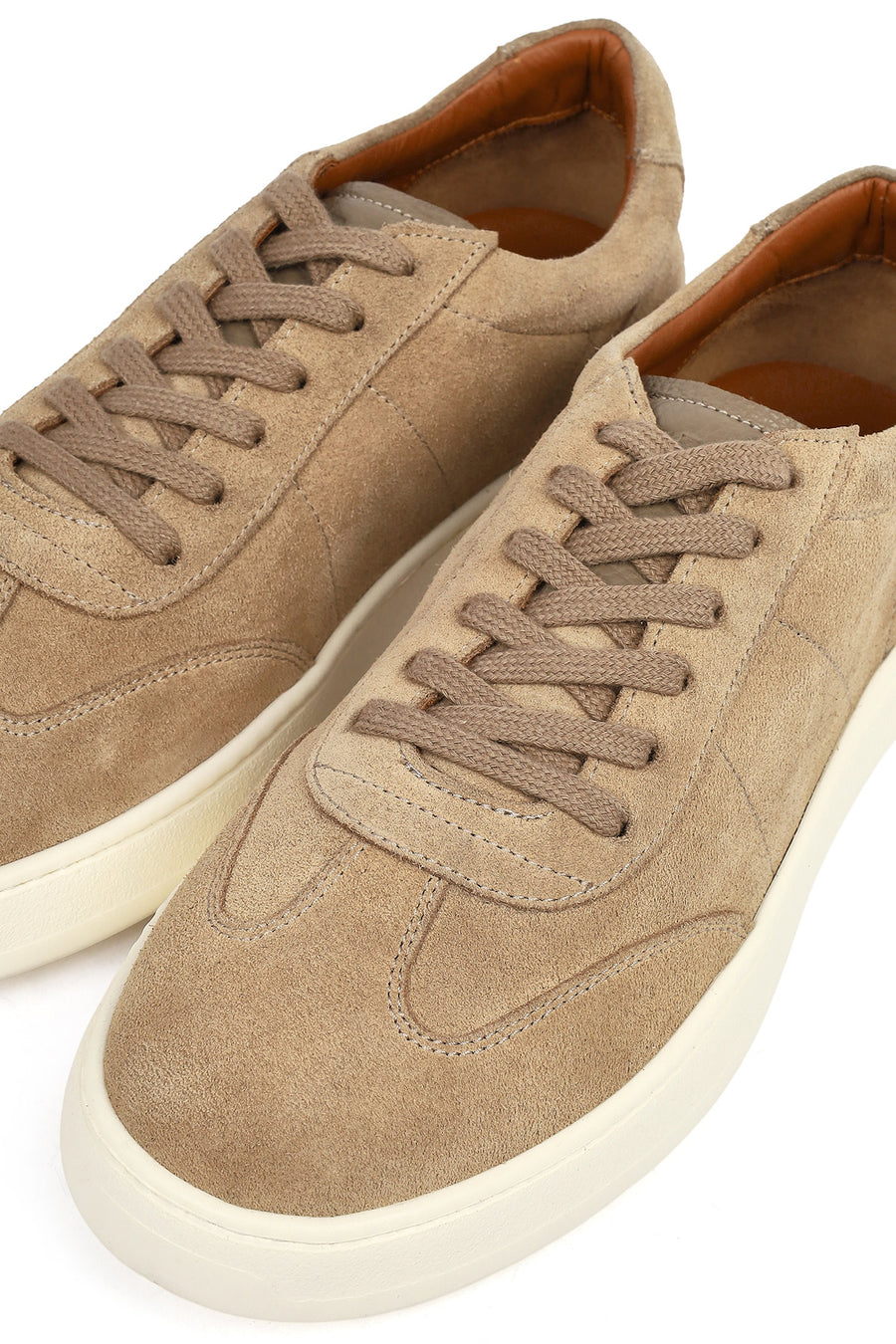 Male Beige Lace-up Suede Leather Sneaker