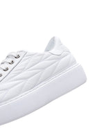 Women's White Leather Quilted Thick Soled Sneaker | Derimod