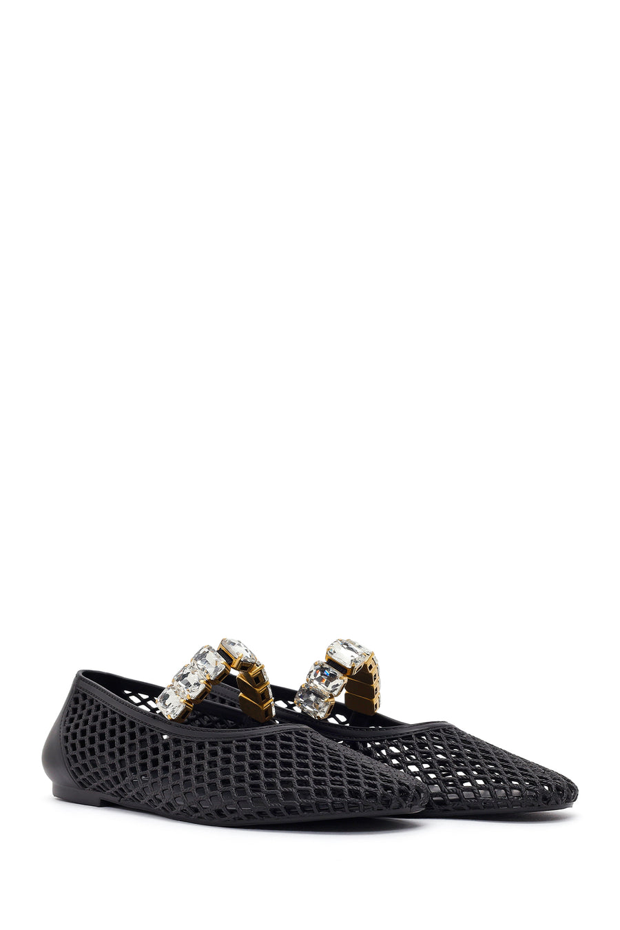 Women's Black Jelly Ballet Flats with Rhinestones