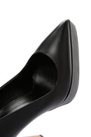 Women's Black Platform Heeled Leather Stiletto | Derimod